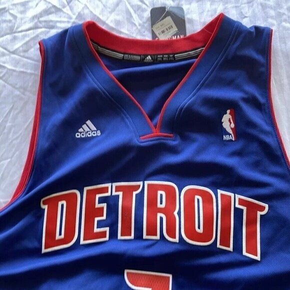 DETROIT PISTONS Adidas BRANDON KNIGHT #7 Blue Jersey NBA Men’s Sz 2XL SIGNED NWT - Picture 9 of 15